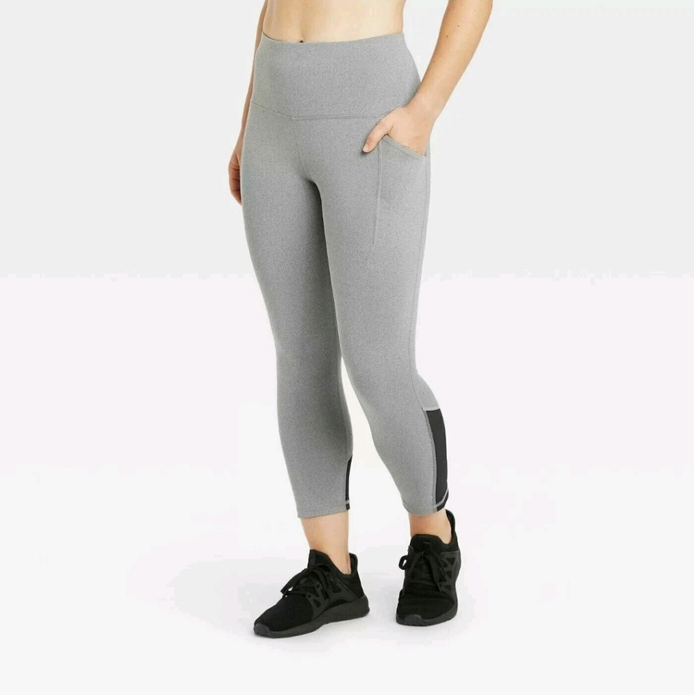 NWOT All in Motion Women's Gray High Waisted Pocket Leggings Size L